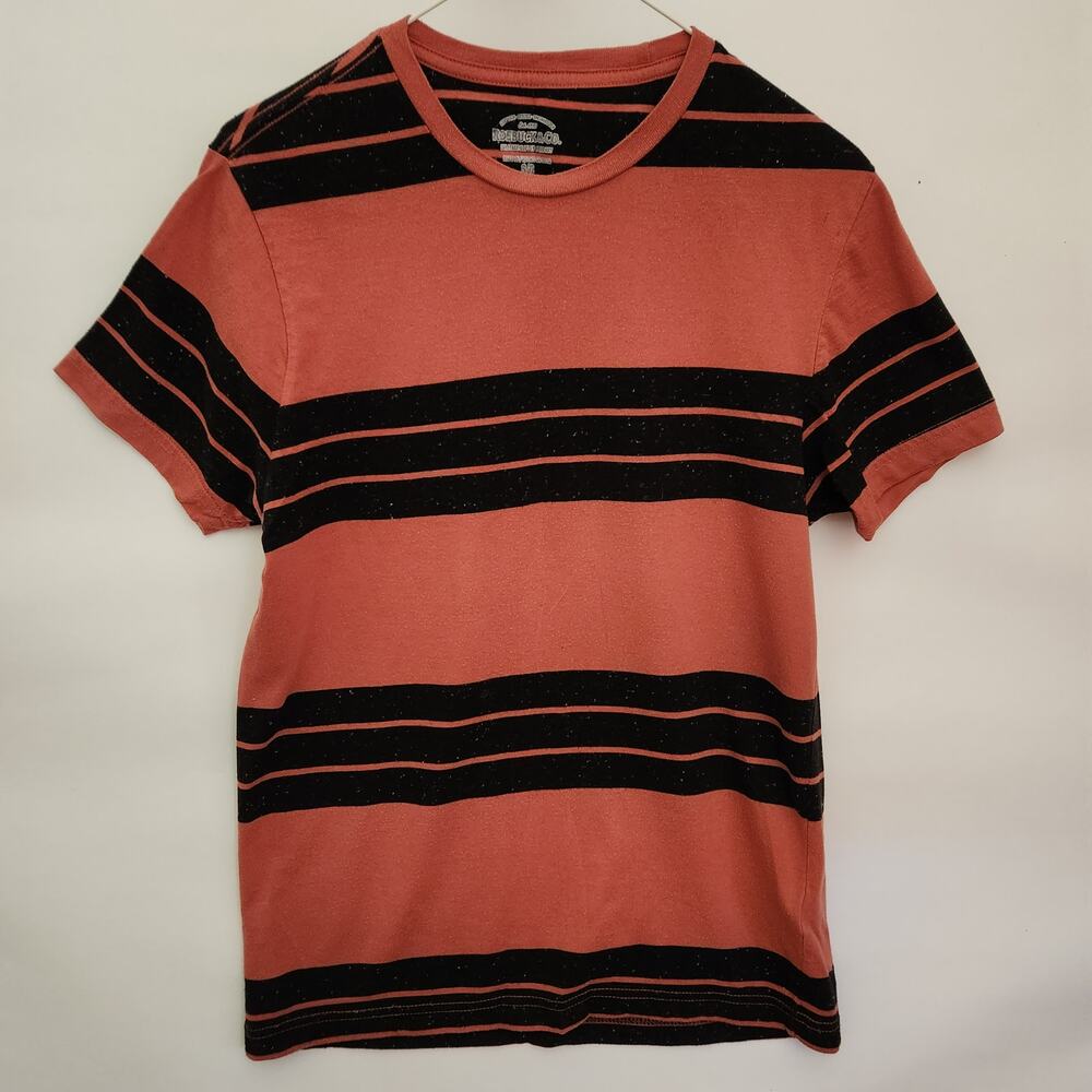 Men's size small red black striped Roebuck shirt